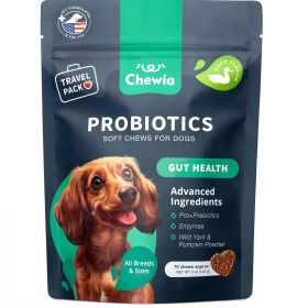70 Probiotic Chewables for Dogs Probiotic Chews for Dogs with Digestive Enzymes for Seasonal Allergies Coat & Skin Support Travel Pack